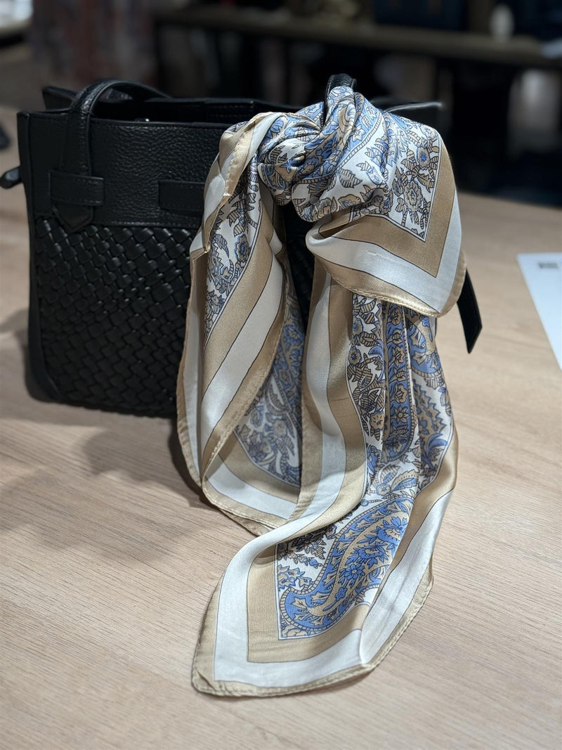 Skjerf Lite Beige/Lys Blå