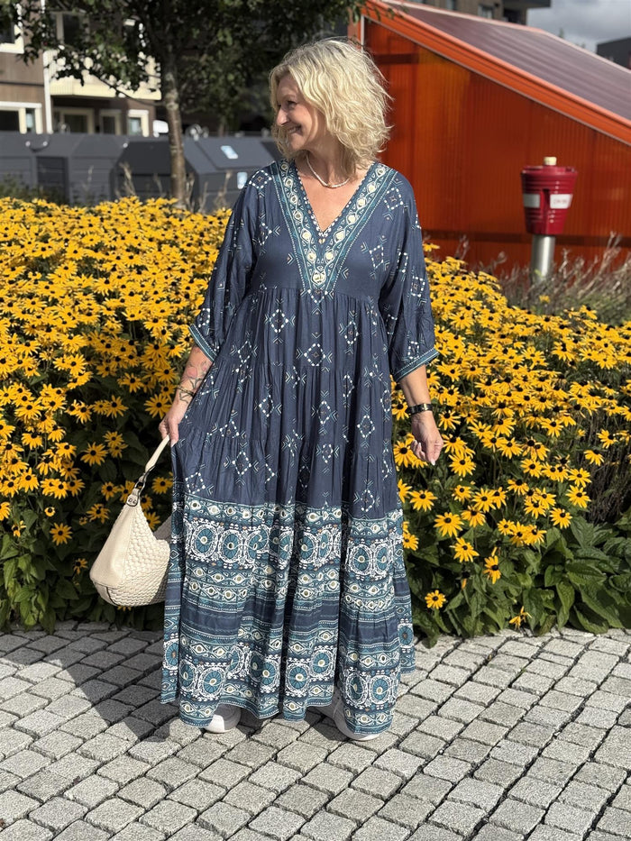 Cartagena Dress V Maxi Print