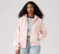 Hoodie Zip Crystal Pink Brushed