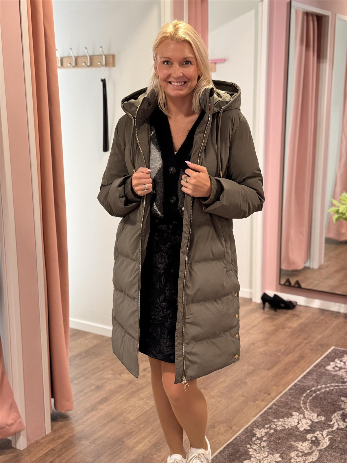Lang Boblejakke Taupe