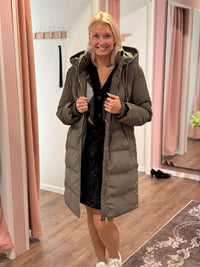 Lang Boblejakke Taupe