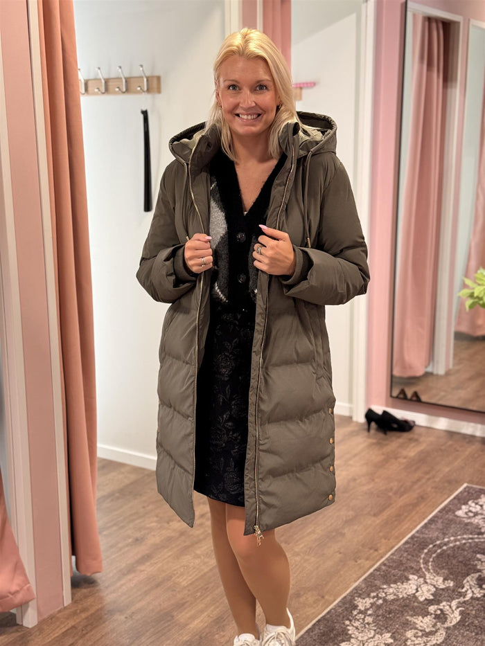 Lang Boblejakke Taupe
