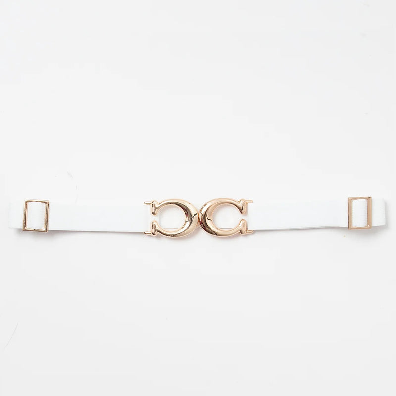 Elastisk Belte med Gullspenne, Hvit