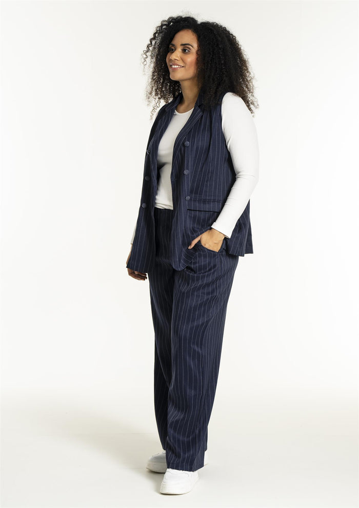 SNaia Vest Blue-White Pinstripe