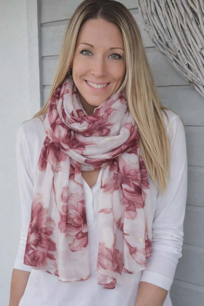 Skjerf Celine Rosa Blomst