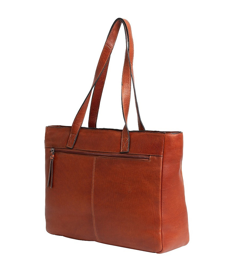 Tiramisu Leather Braided Totebag Cognac