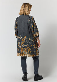 GSkuld Tunic - Black board fabric with brown pattern