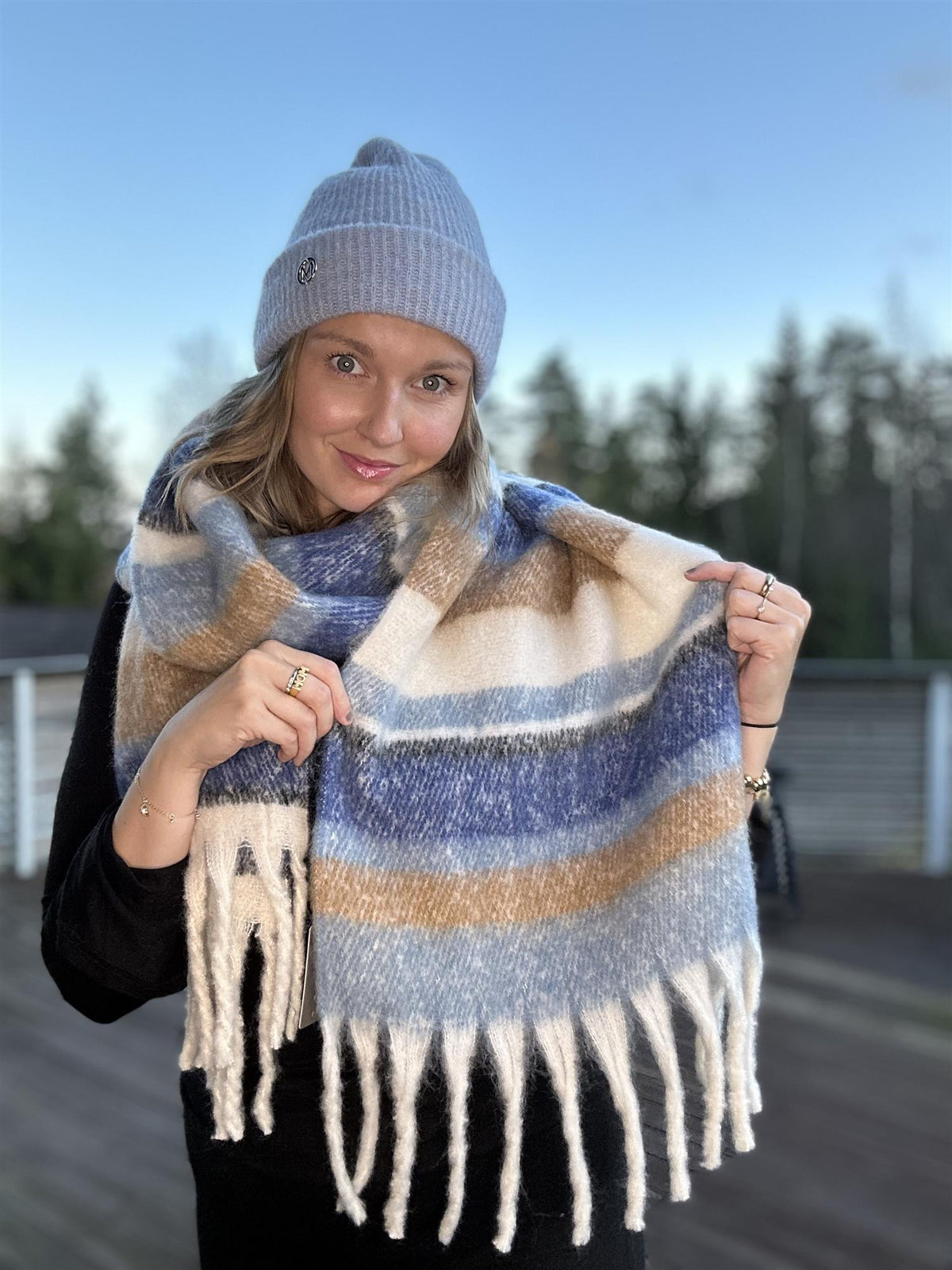 Skjerf Fluffy Check, Blue