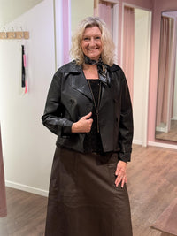 Short Leather Trenchcoat Black