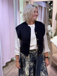 Kort Vest Gullknapp/Lomme Navy