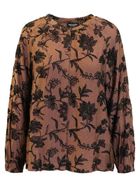 Bluse Brun/Sort Broderi
