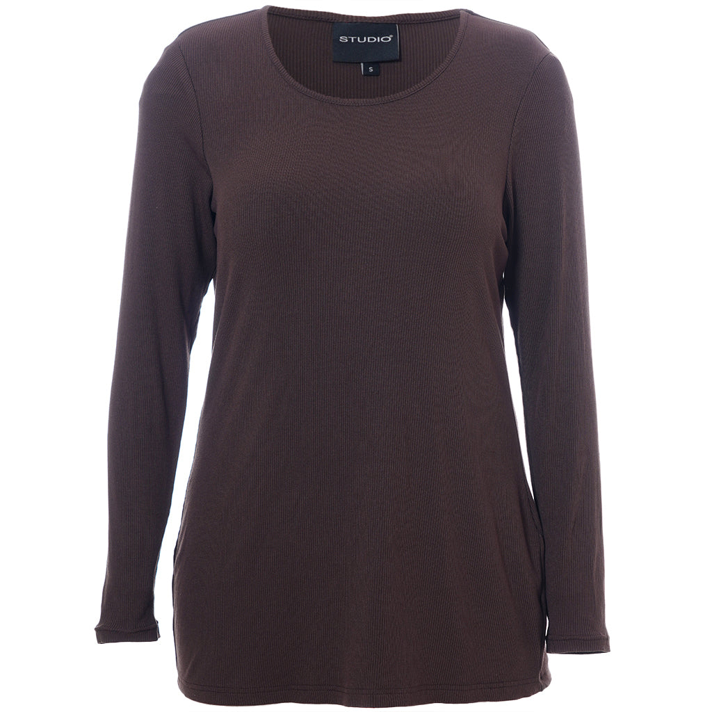 SFlo rib blouse Dark Brown