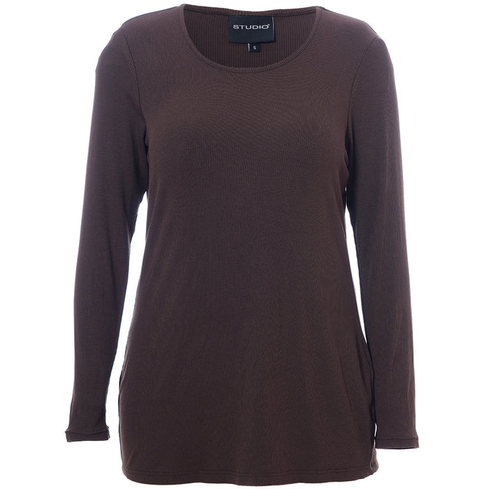 SFlo rib blouse Dark Brown