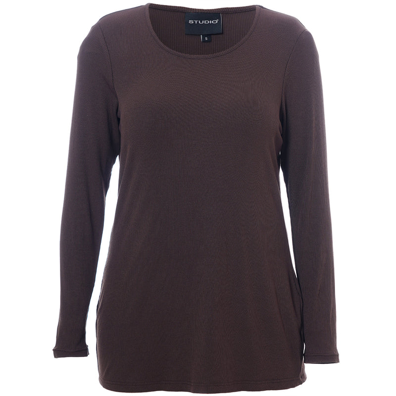 SFlo rib blouse Dark Brown