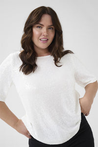 KCmirana Sequin Blouse Chalk