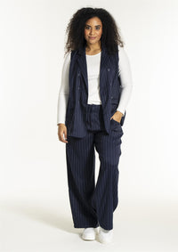 SNira wide trousers Blue White-Pinstripe