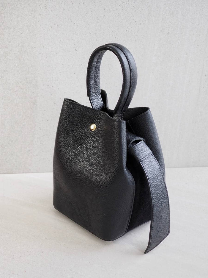 Bøtteveske Glatt Skinn Sort