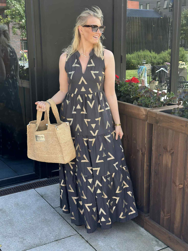 Kjole Celine Charcoal Gold