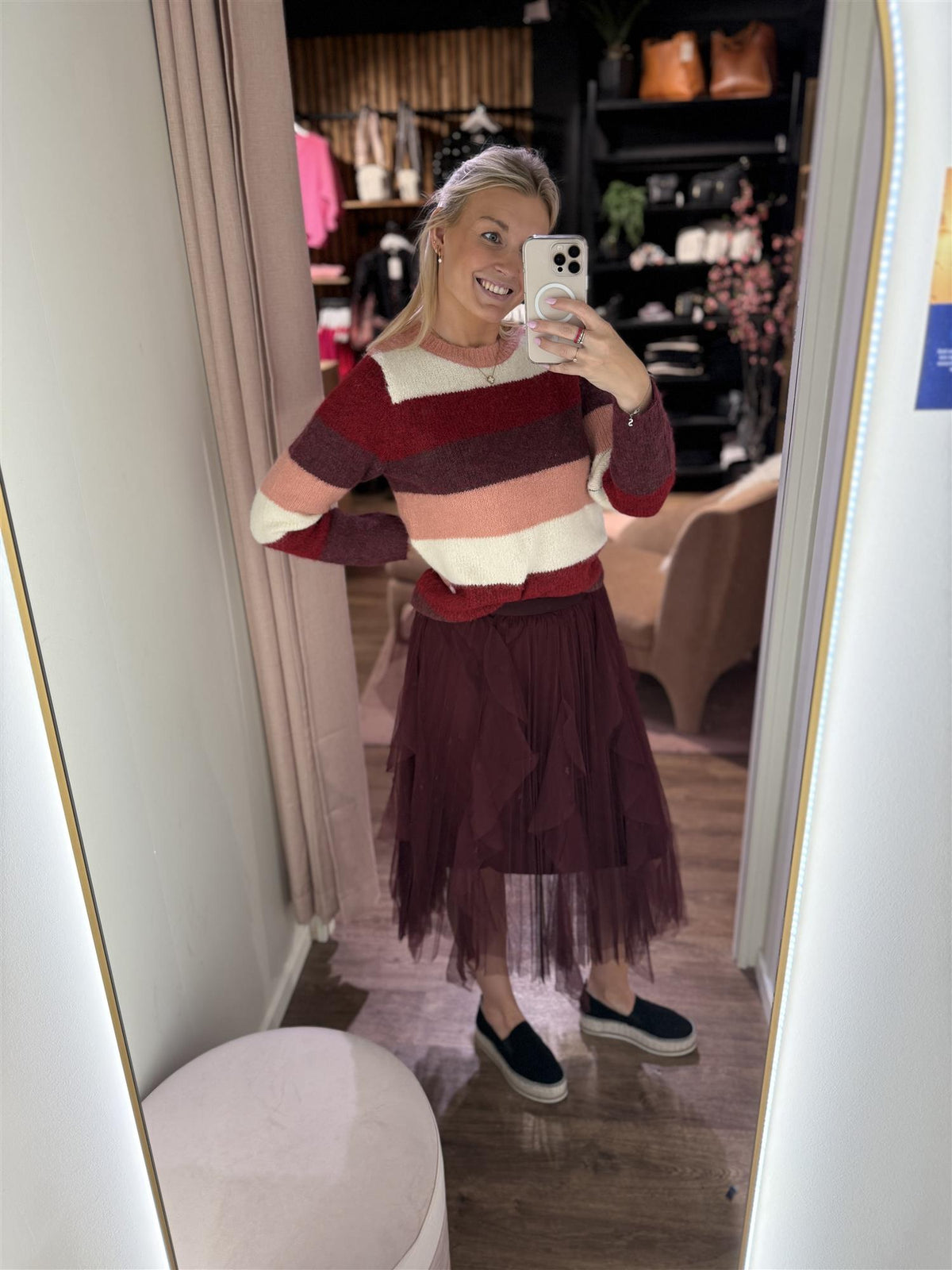 Zig Zag Tyll Skirt Bordeaux