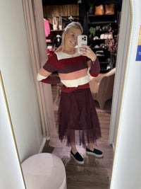 Zig Zag Tyll Skirt Bordeaux