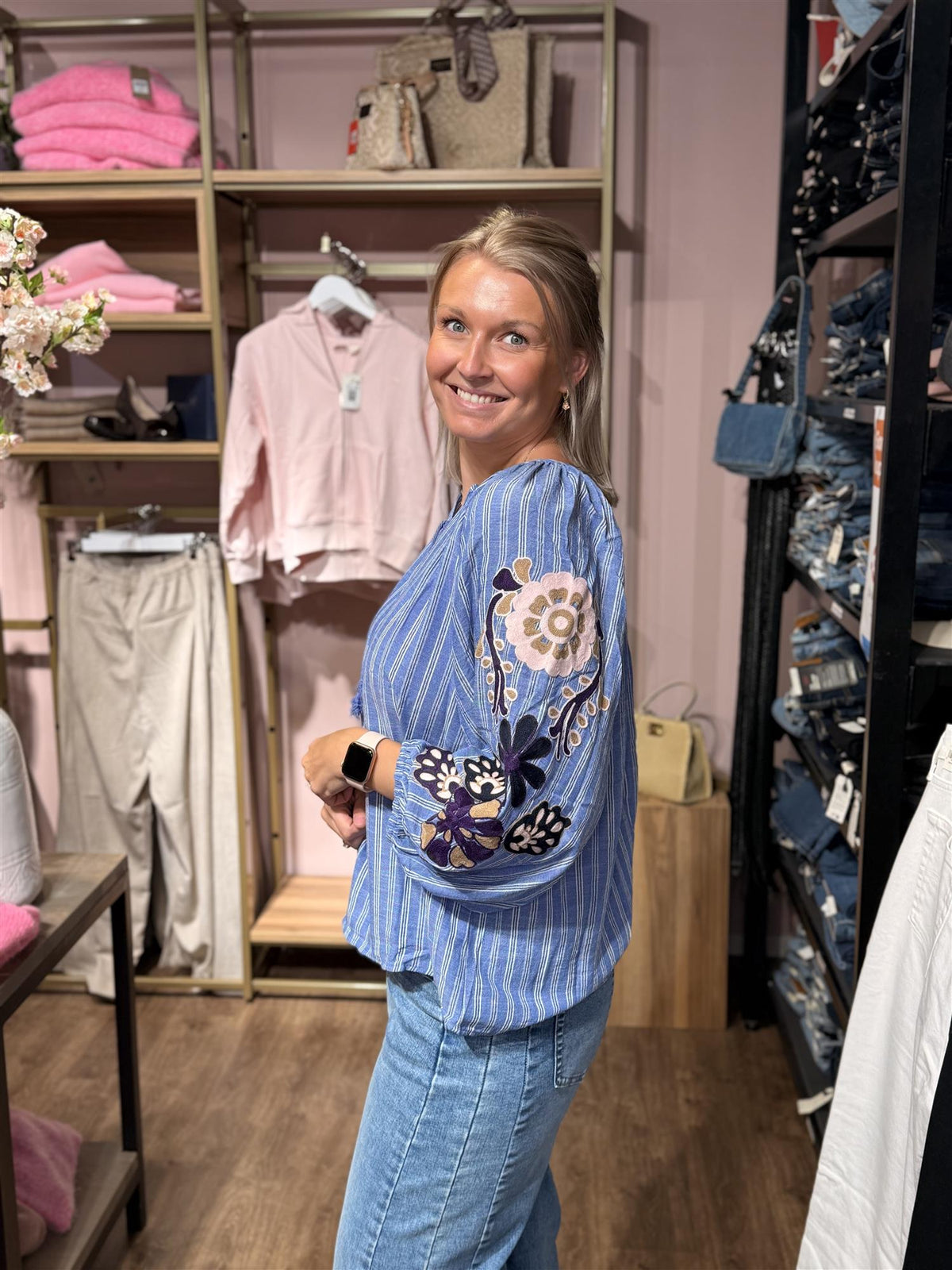 Boheme Shirt Embrodery & Stripes - Blue