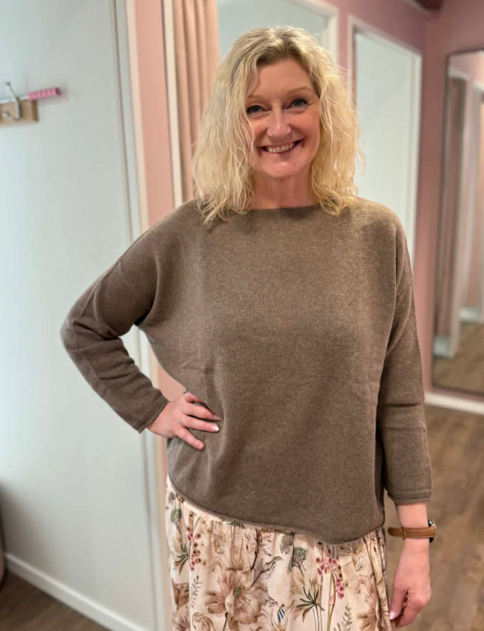 Genser 100% Cashmere, Brown Melange