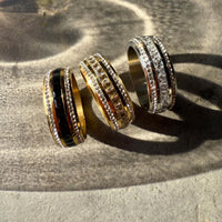 Ring med krystallstener, crystal Gull/Sort