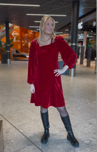 Kjole Velour Mali Rød