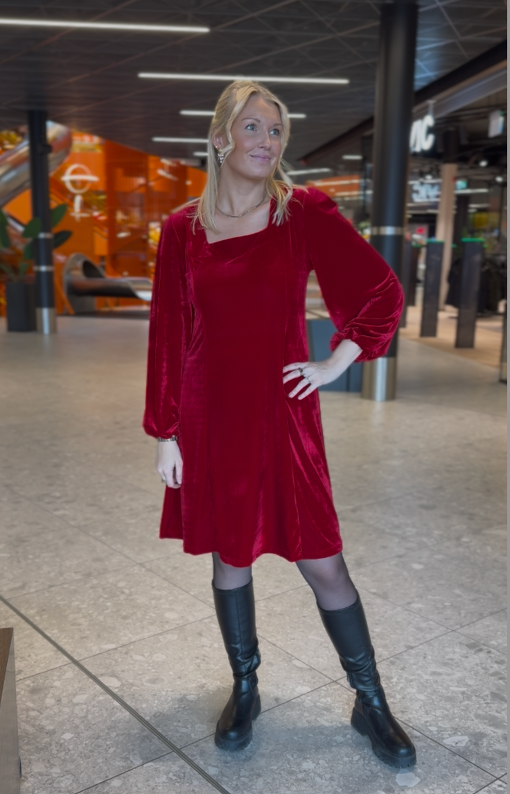 Kjole Velour Mali Rød