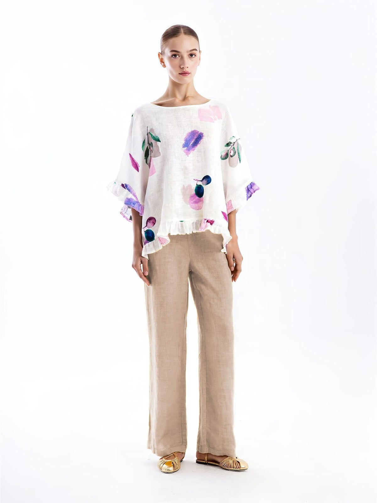 Printed Linen Gauze Blouse
