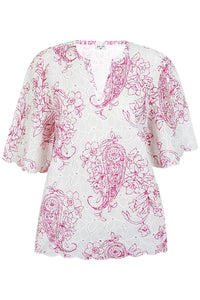 Bluse Fhira White/Pink