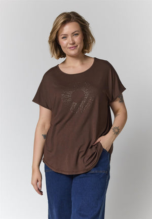 GGitte T-shirt with stones - Brown