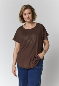 GGitte T-shirt with stones - Brown