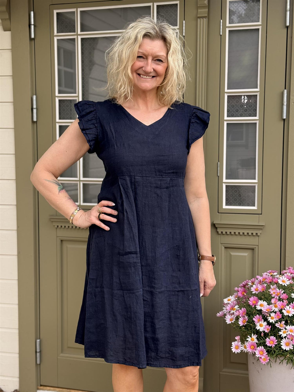 Malou Lin Dress Navy