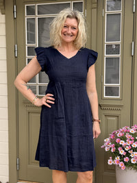 Malou Lin Dress Navy
