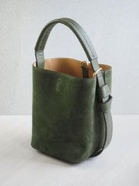 Bøtteveske Semsket Skinn Oliven