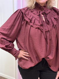 Bluse Volang Knyting Wine