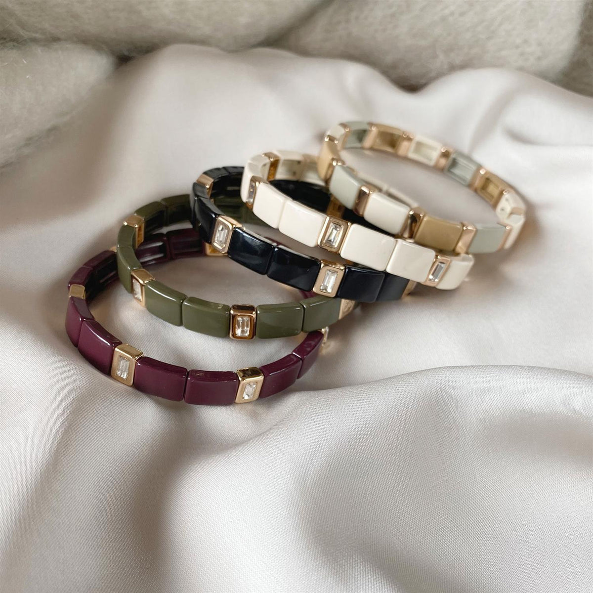 Emaljert armbånd, 20cm, Burgundy