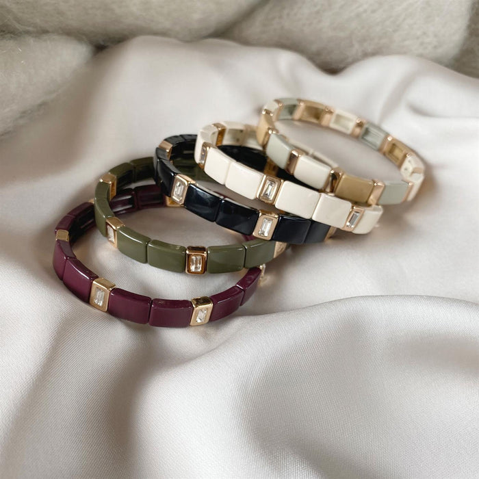 Emaljert armbånd, 20cm, Burgundy
