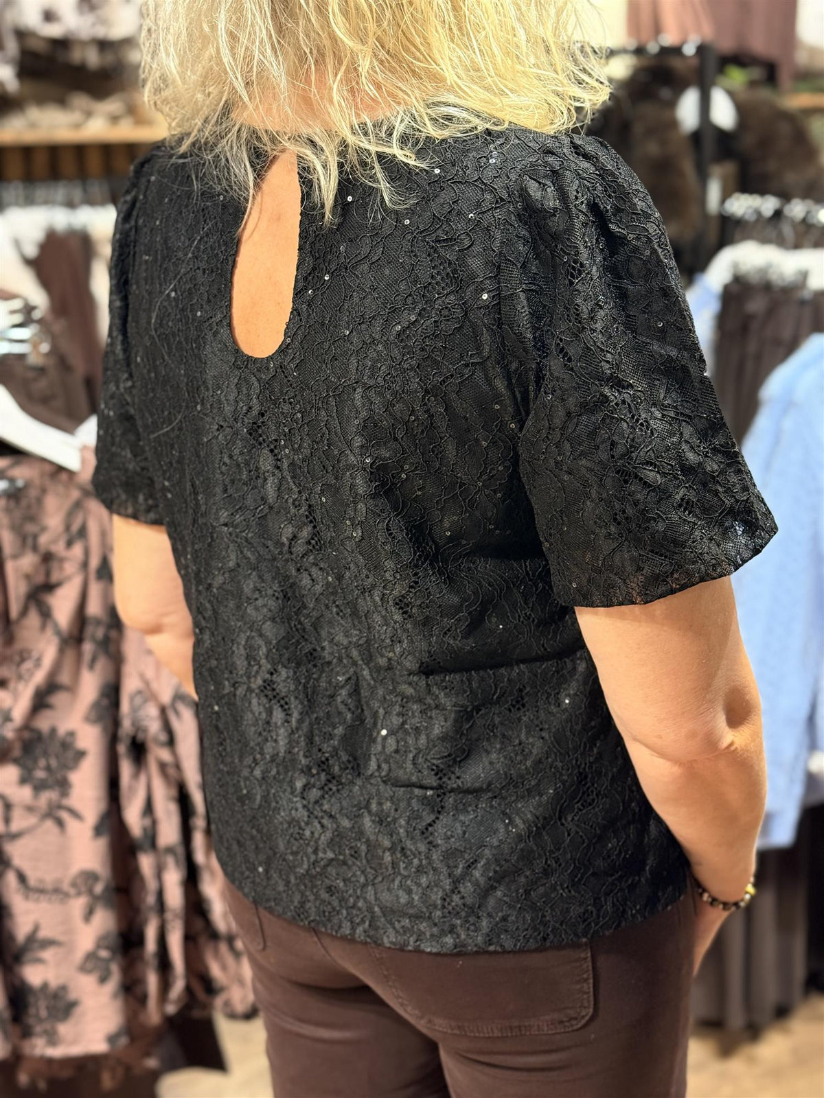 Bluse Sort Paljetter