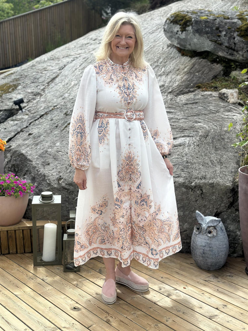Kjole Lang Beige Paisley