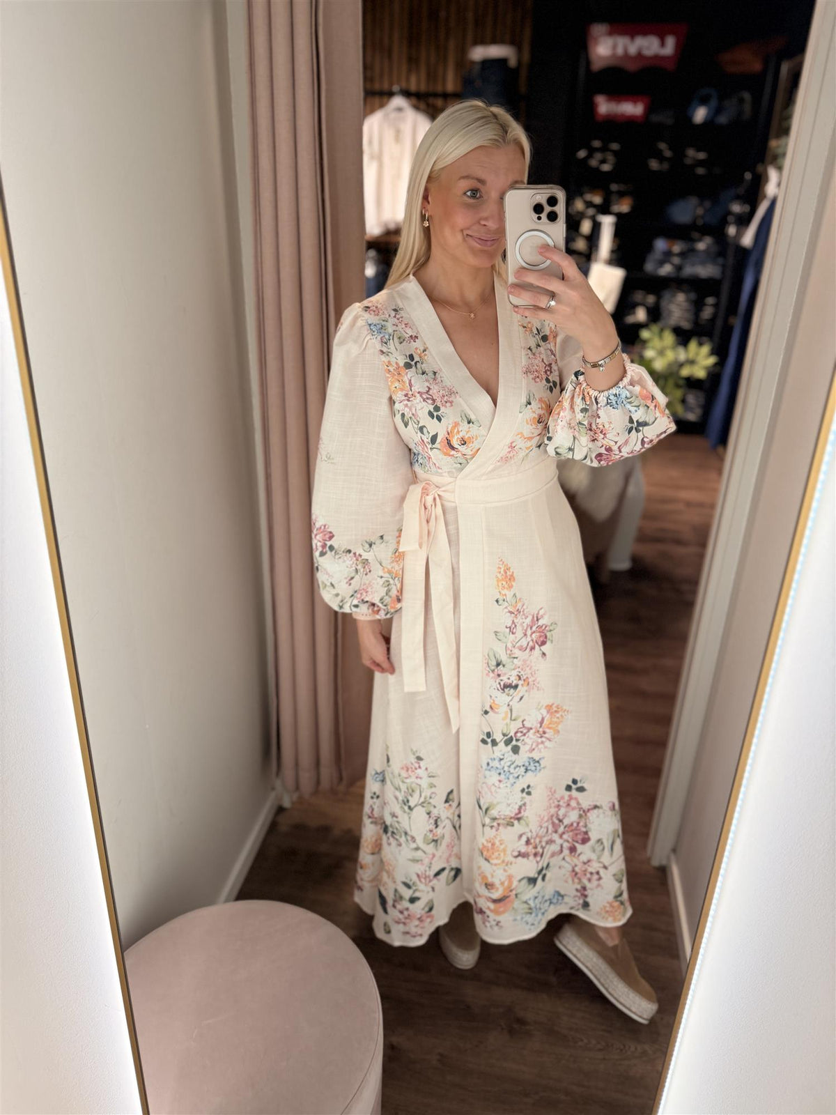 Kjole Wrap Blanc Rose