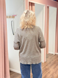 Shirt loose w/panelled v-neck earth/white melange