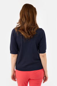 Topp Basic Kort Erm Navy