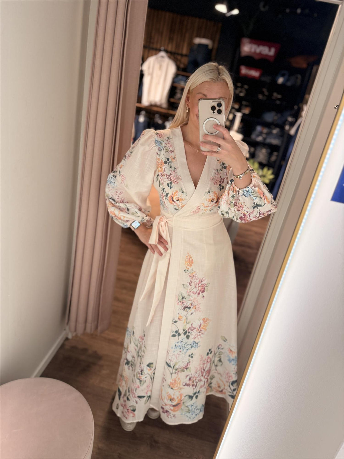 Kjole Wrap Blanc Rose