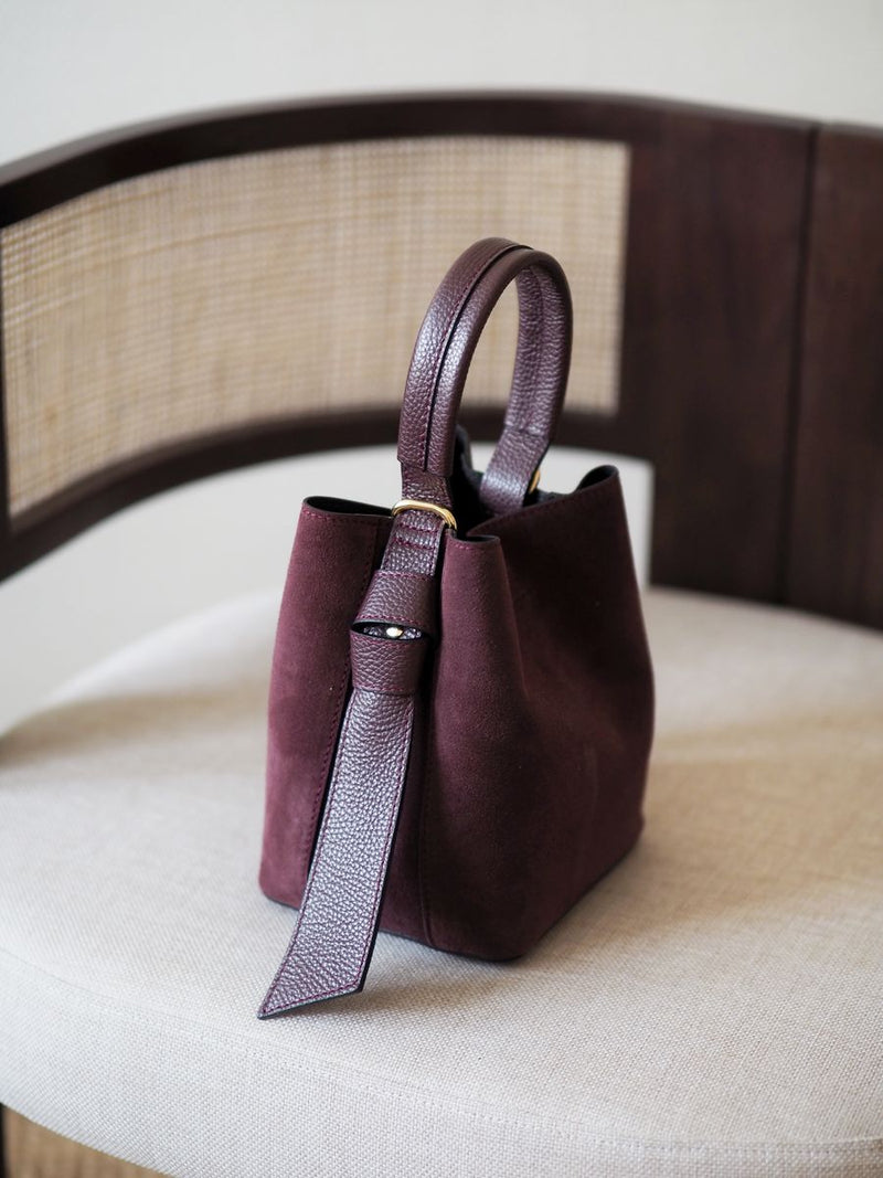 Bøtteveske Semsket Skinn Bordeaux