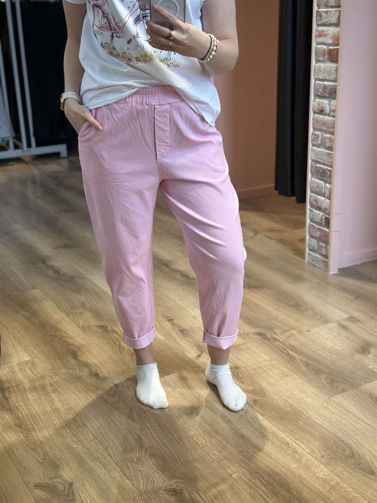 Line Chino Pant Bright Rose