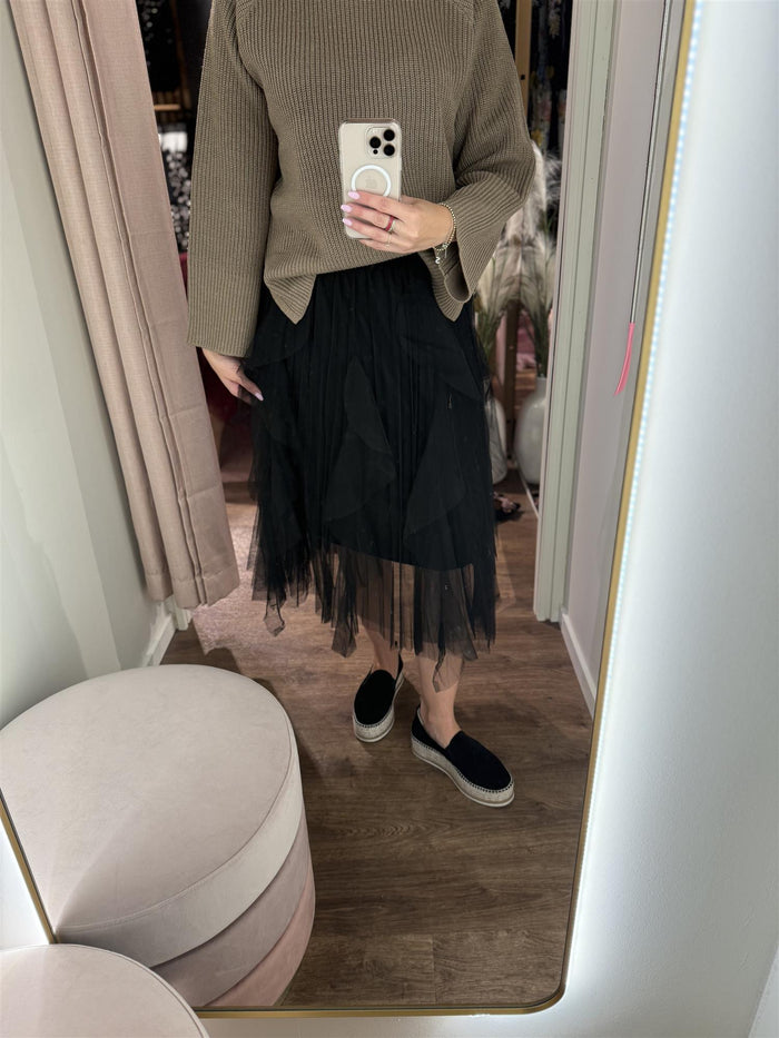 Zig Zag Tyll Skirt Black