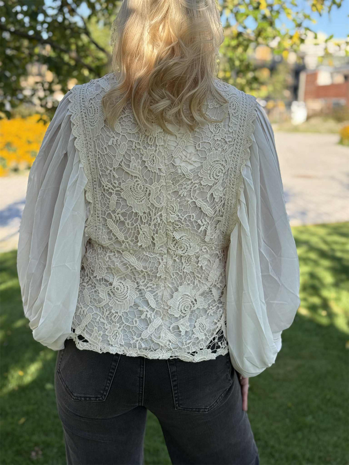 Bluse Lux Plisse Offwhite