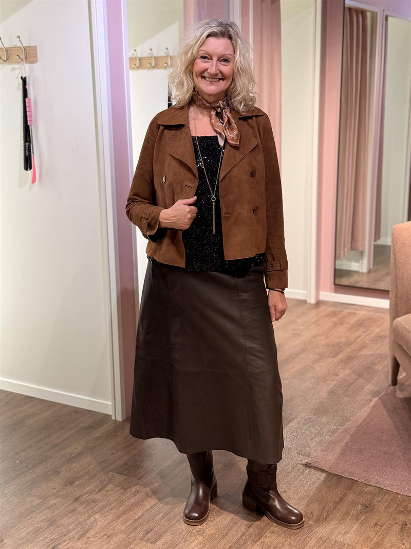 Short Suede Leather Trenchcoat Caramel